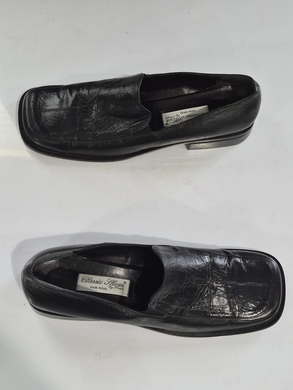 Classic Men's Black Leather Slip-On Loafers Size  10.5-11